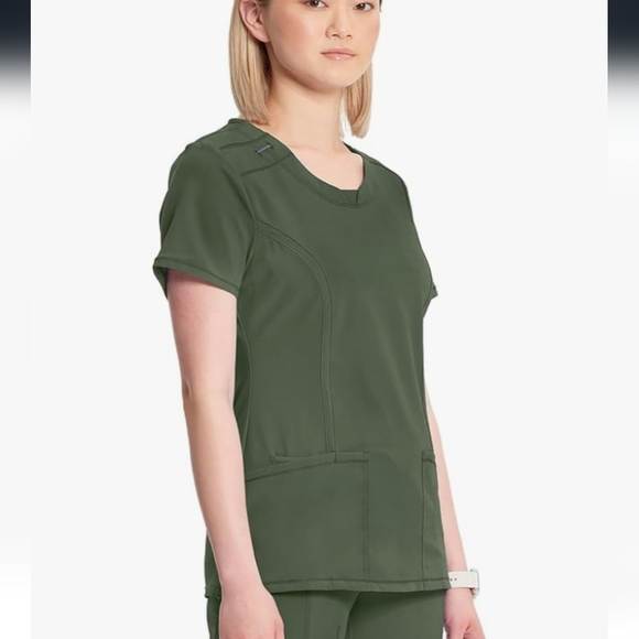 Olive Green Women's Scrub Top - Picture 6 of 16